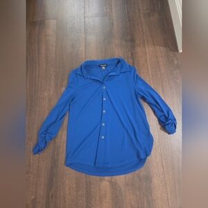 Cable & Gauge  Blue Button-Up Blouse